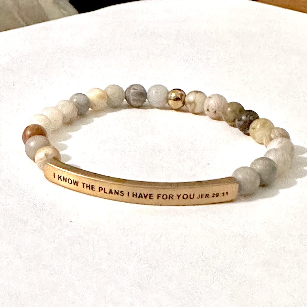 I KNOW THE PLANS I HAVE FOR YOU JER 29:11 Bamboo Agate Bracelet- Inspiration Co